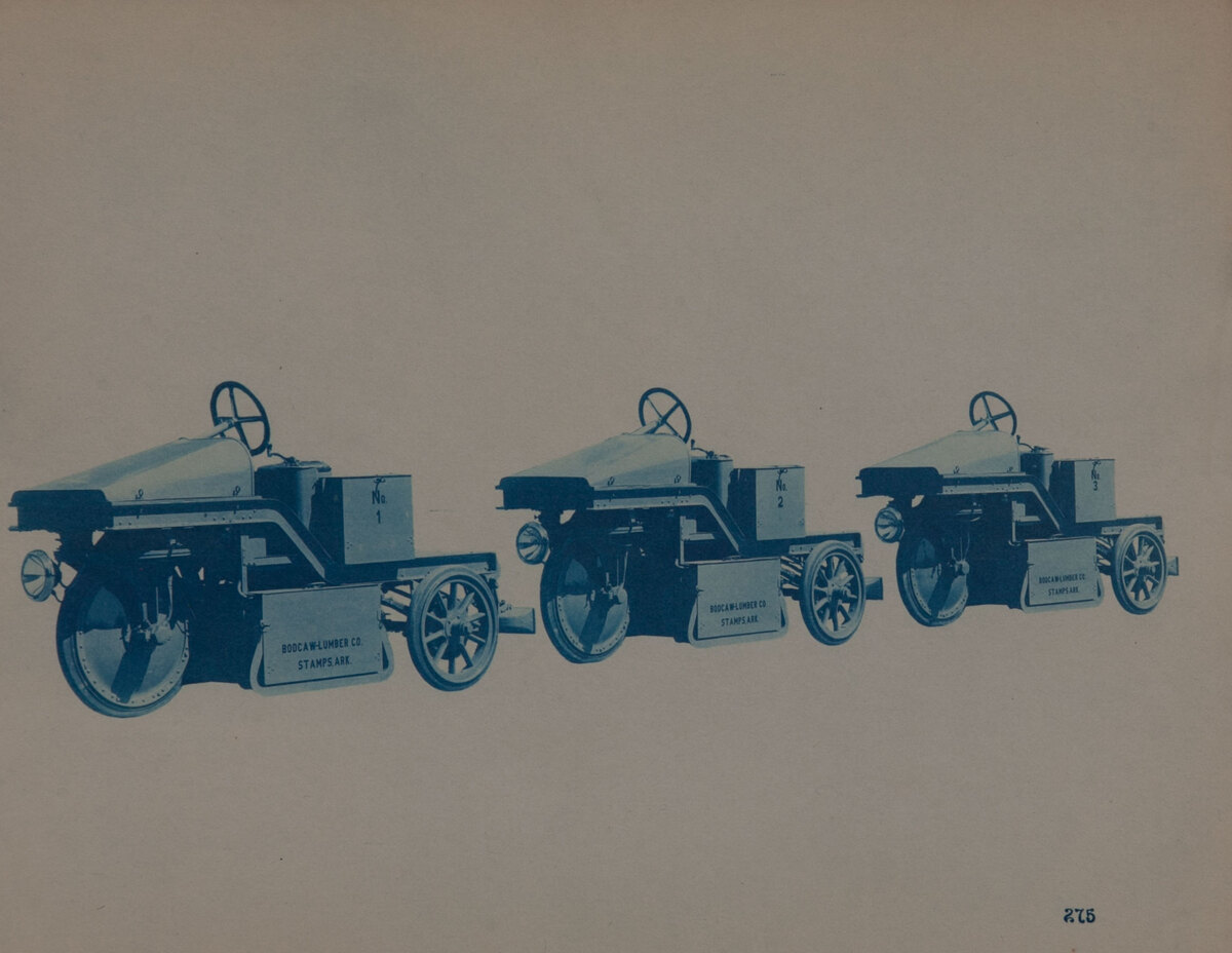 Couple-Gear Freight-Wheel Company Truck Cyanotype Photo 3 Bodcaw-Lumber Co Yard Cars