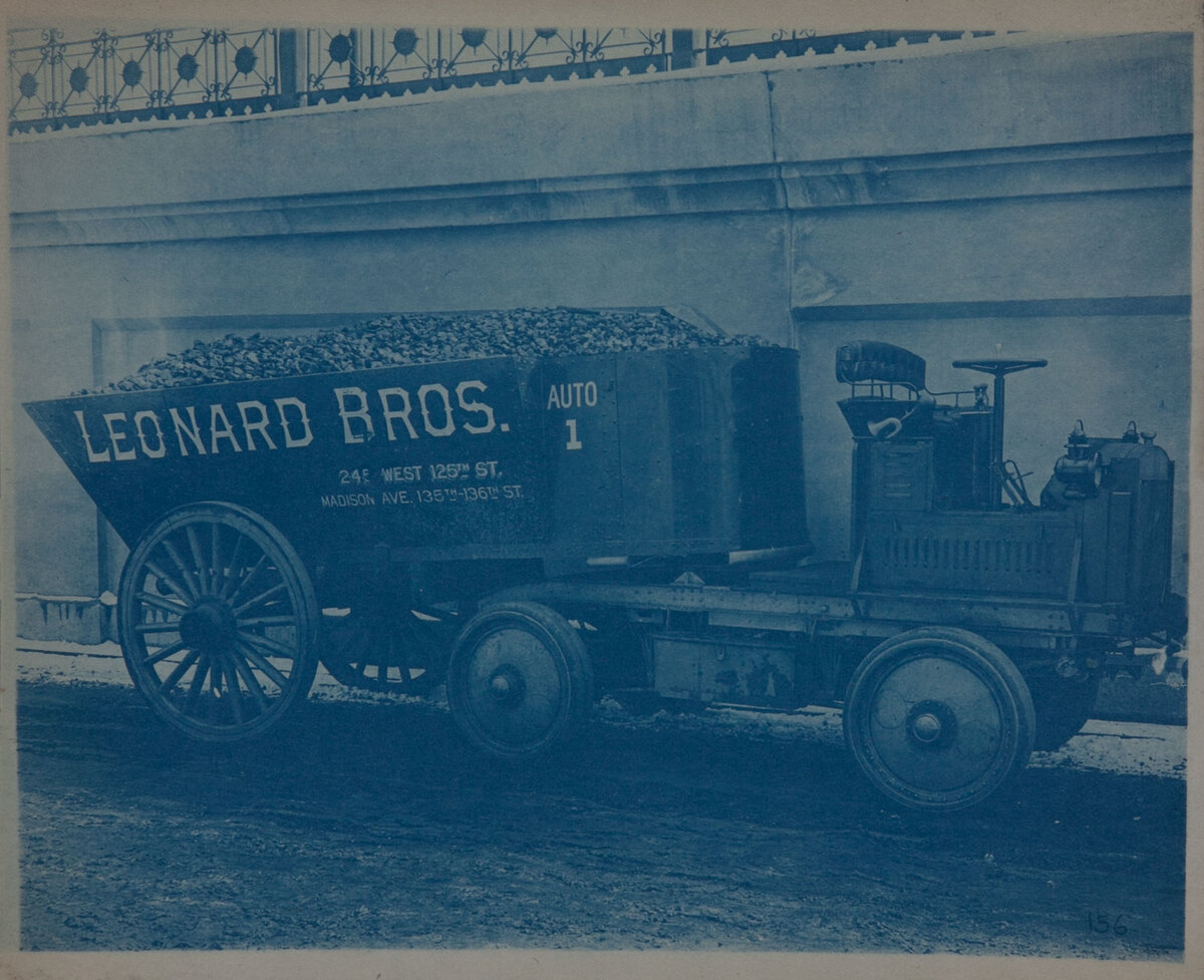 Couple-Gear Freight-Wheel Company Truck Cyanotype Photo 156 Leonard Bros. Coal Wagon