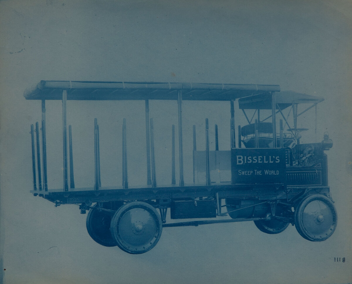 Couple-Gear Freight-Wheel Company Truck Cyanotype Photo 111B Bissel’s Sweeps the World