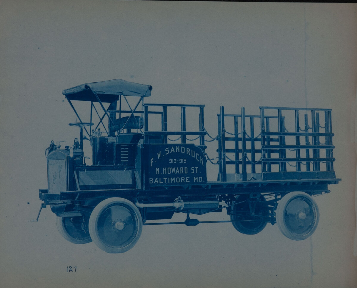 Couple-Gear Freight-Wheel Company Truck Cyanotype Photo 127 Stake Side Freight Vehicle