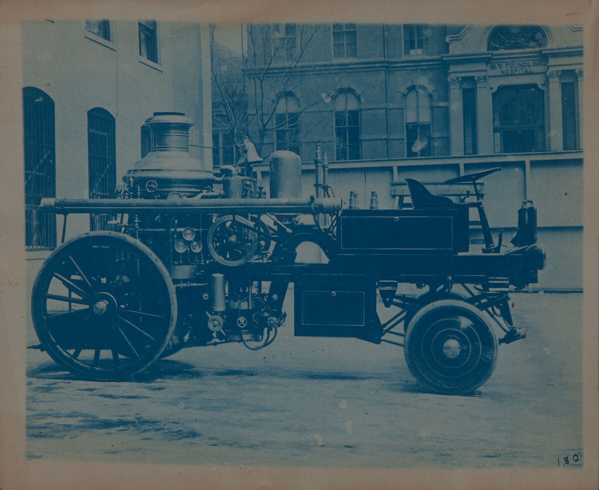 Couple-Gear Freight-Wheel Company Truck Cyanotype Photo 180 Firetruck Pumper