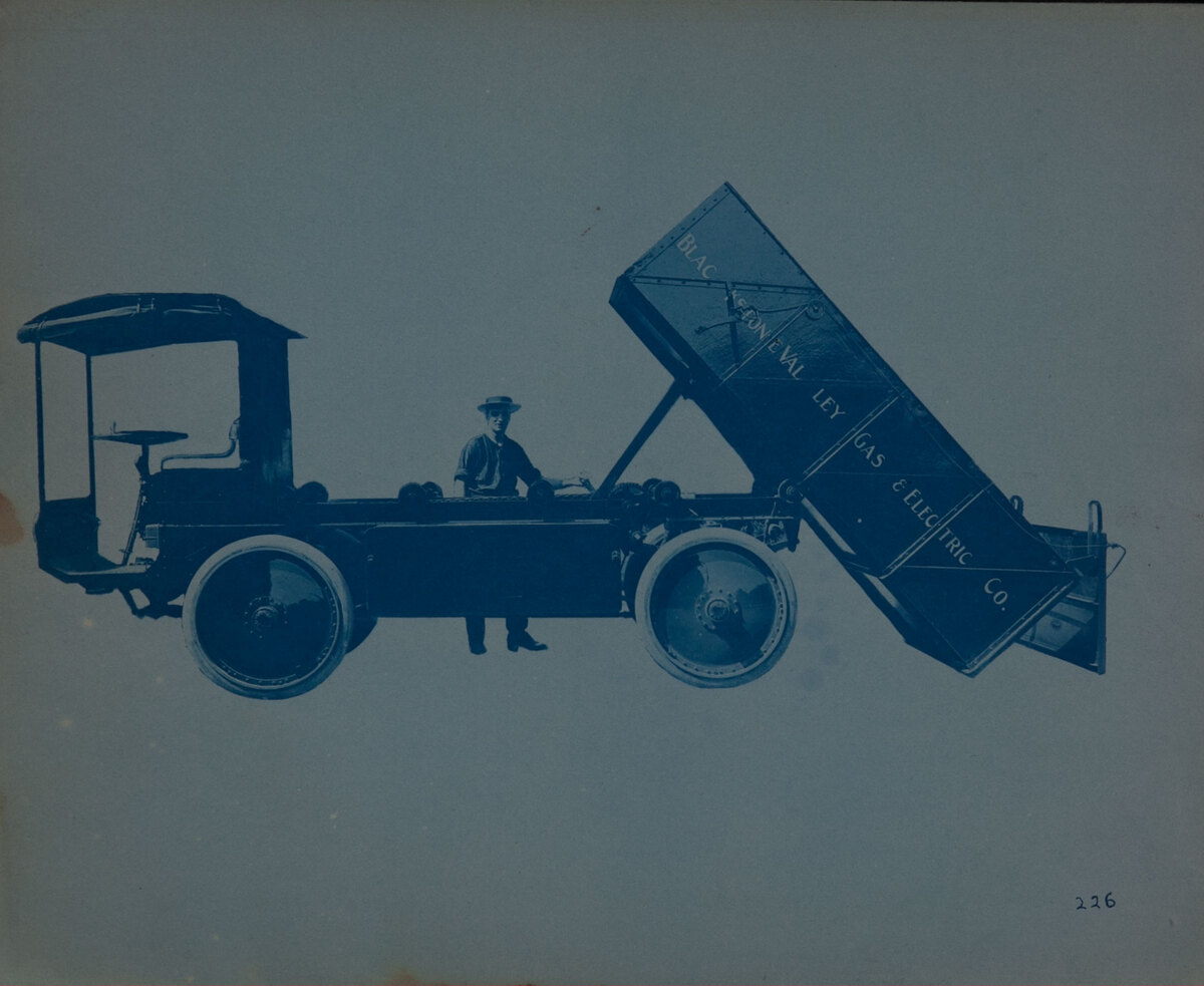 Couple-Gear Freight-Wheel Company Truck Cyanotype Photo Blackstone Valley Gas and Electric Co. Dump Truck