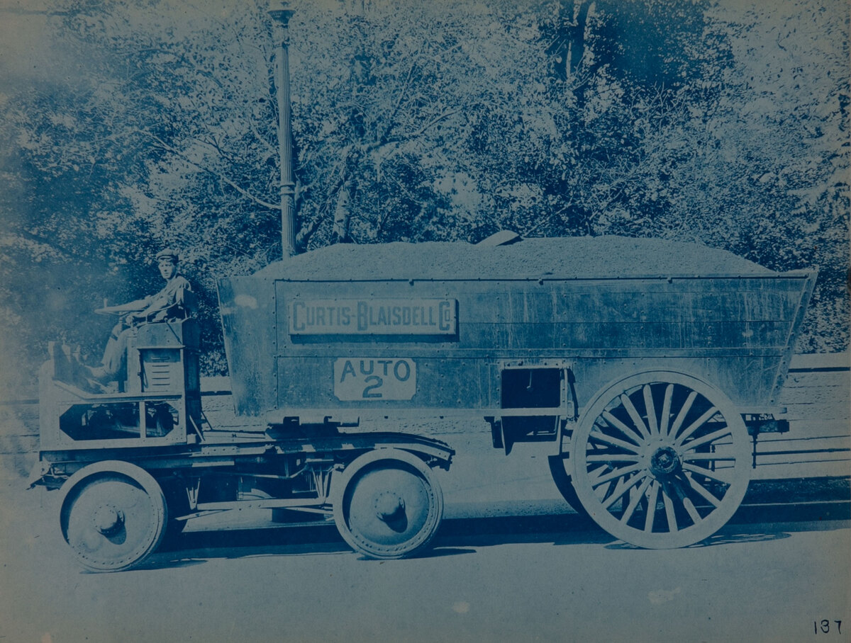 Couple-Gear Freight-Wheel Company Truck Cyanotype Photo 137 Curtis Blaisdell Dump Truck