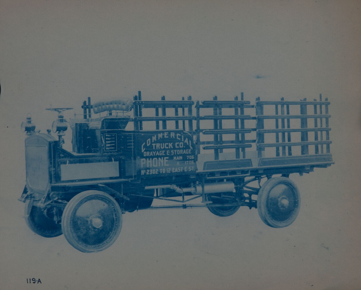 Couple-Gear Freight-Wheel Company Truck Cyanotype Photo 119 A Commercial Truck Co. Drayage and Storage