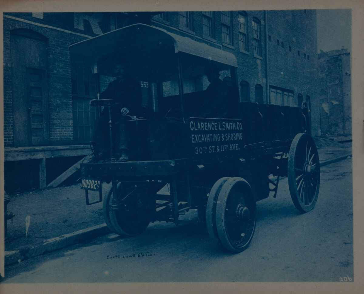 Couple-Gear Freight-Wheel Company Truck Cyanotype Photo 206 Clarence Smith Co. Excavating & Shoring