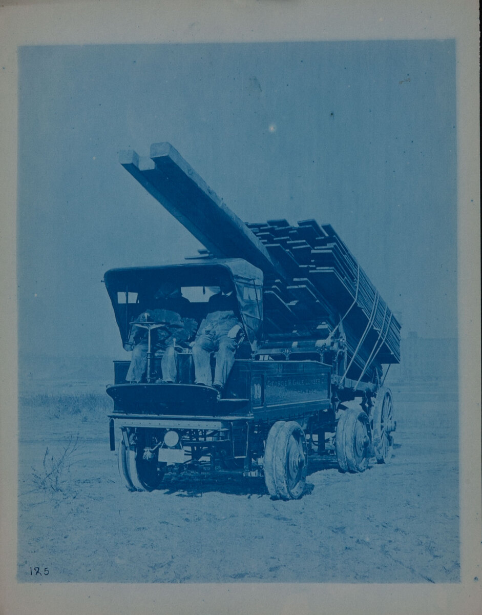 Couple-Gear Freight-Wheel Company Truck Cyanotype Photo 125 George W Gale Lumber Co. 