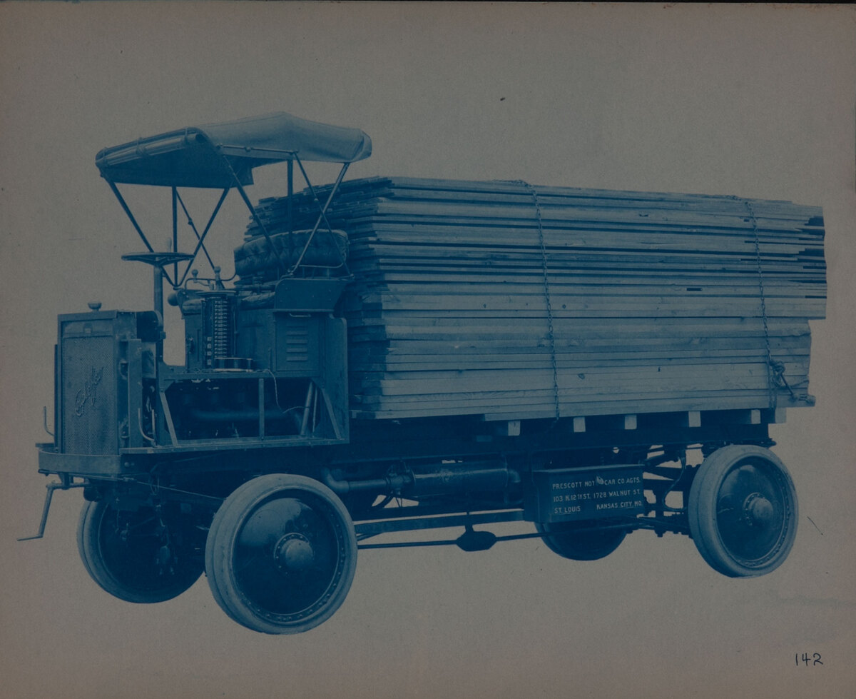 Couple-Gear Freight-Wheel Company Truck Cyanotype Photo 142 Lumber Truck