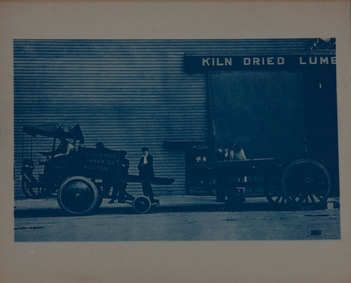 Couple-Gear Freight-Wheel Company Truck Cyanotype Photo 266 Curtis and Pope Lumber CO. Boston