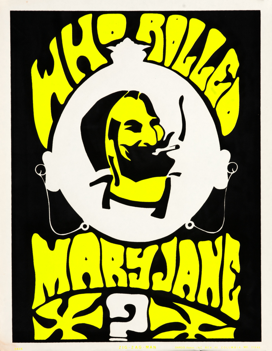 Who Rolled Mary Jane? Original Zig Zag Man Hippie Poster