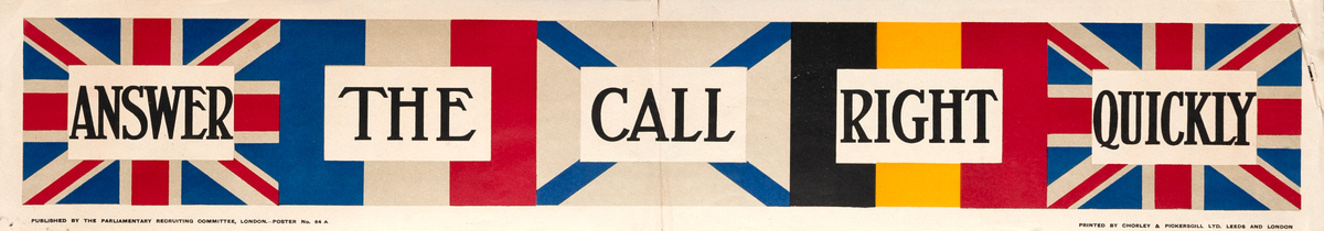 Answer the Call Right Quickly Original WWI British Recruiting Poster