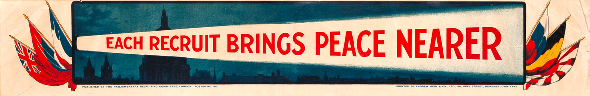 Each Recruit Brings Peace Nearer Original WWI British Recruiting Poster