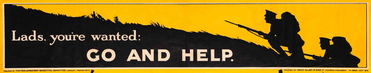 Lads, You're Wanted: Go and Help Original WWI British Recruiting Poster