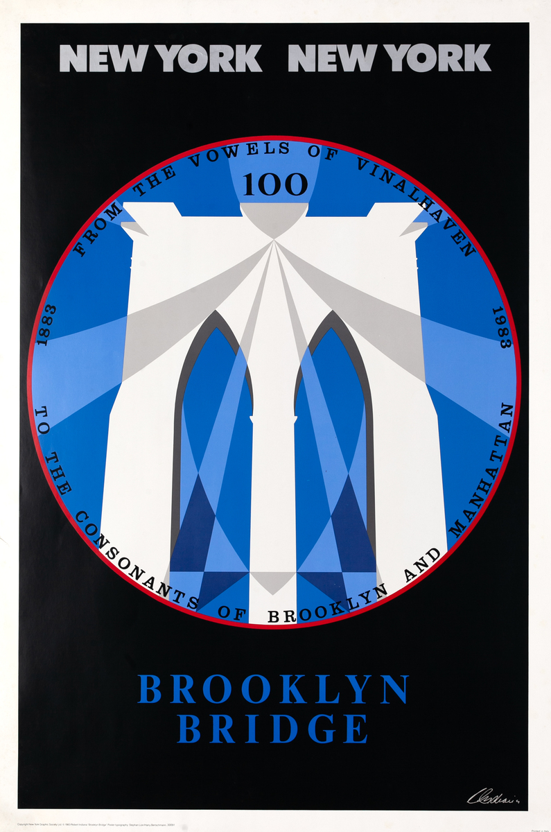 New York New York Brooklyn Bridge Original New York Graphic Society Poster