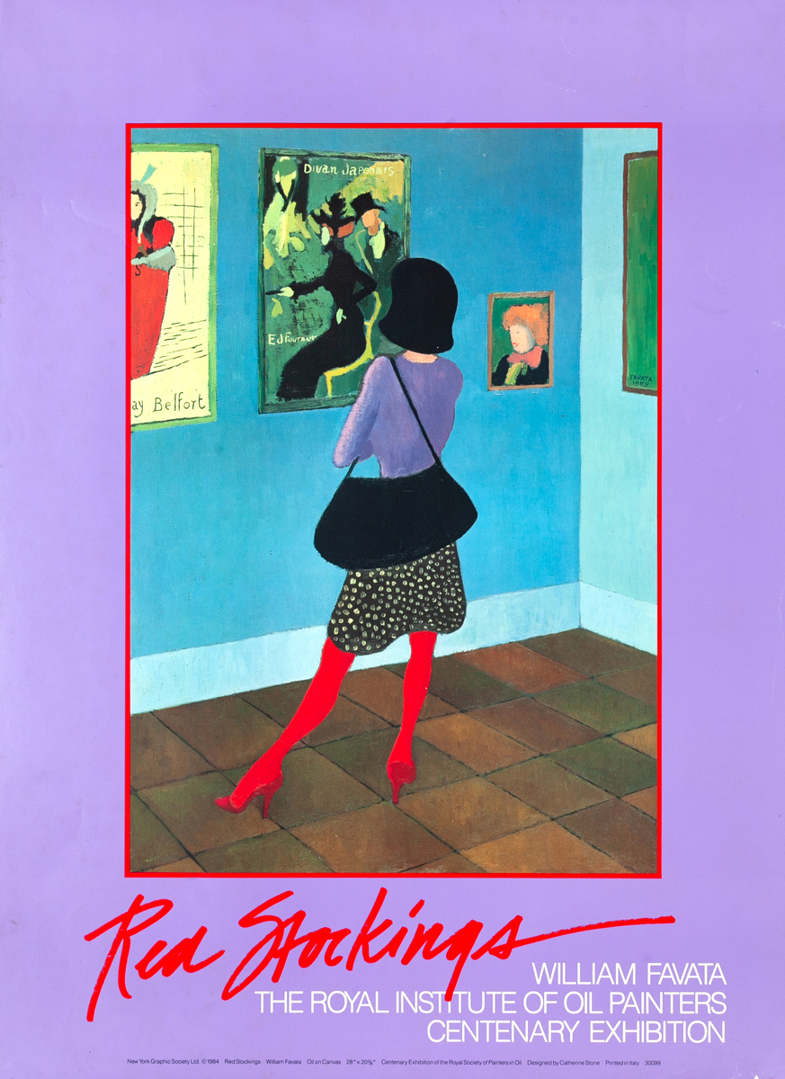 Red Stockings William Favata Original Royal Institute of Oil Painters Centenary Exhibition Poster