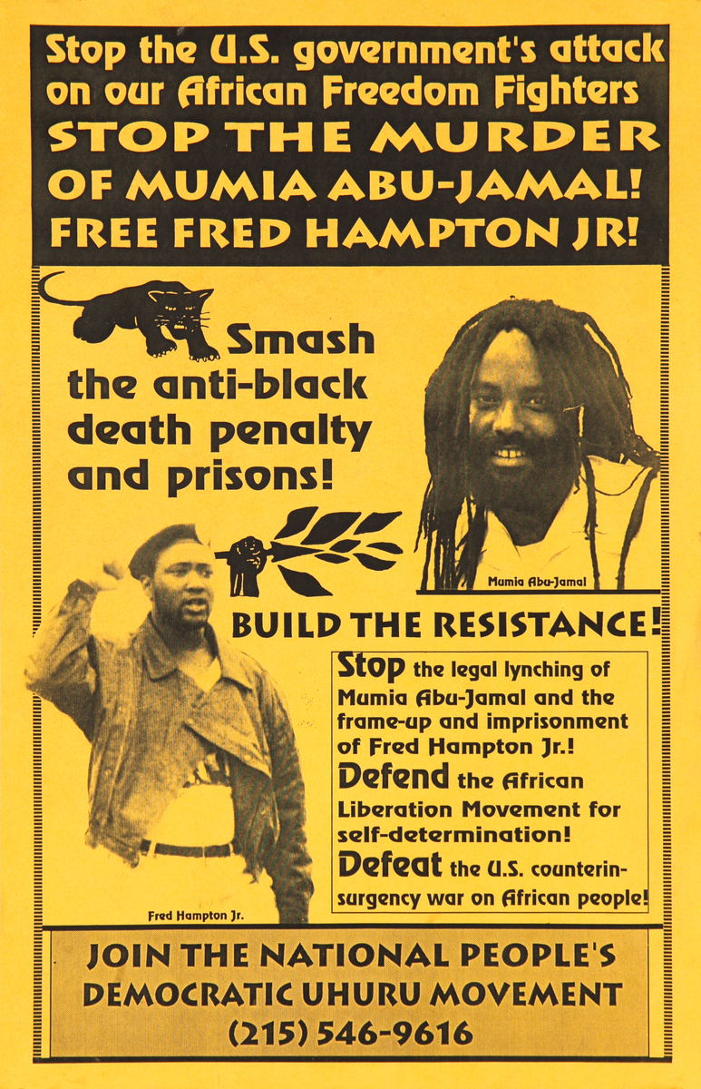 Stop the Murder of Mumia Abu Jamal! Original Protest Poster Yellow