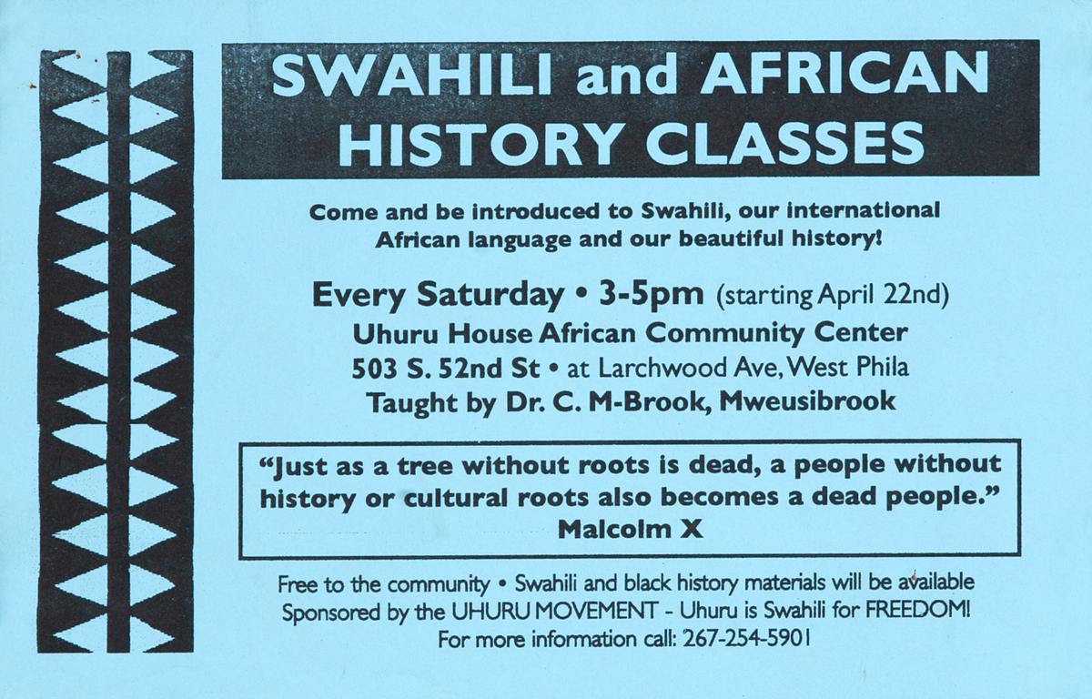 Swahili and African History Classes Original Uhuru Movement Poster