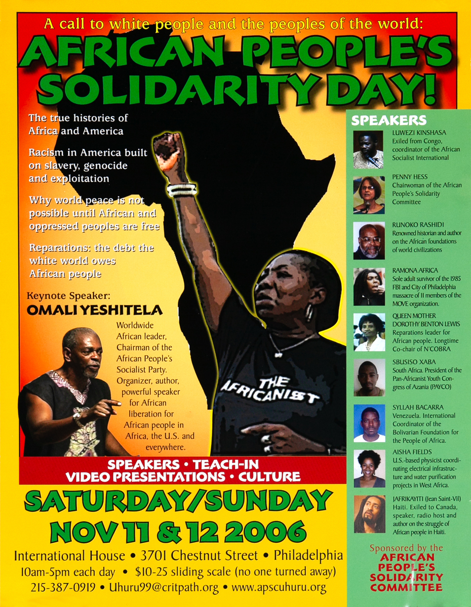 African People's Solidarity Day! Original Protest Poster