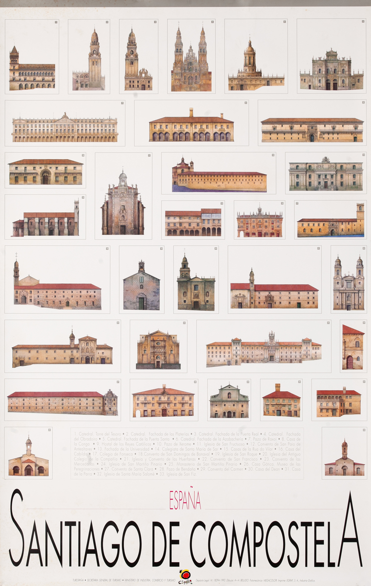 Santiago de Compostela Spain Original Spanish Travel Poster