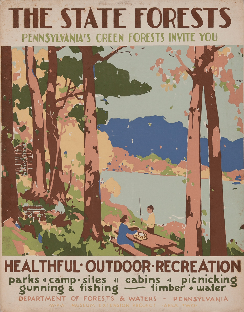 The State Forests, Pennsylvania’s Green Forests Welcome You WPA Poster 