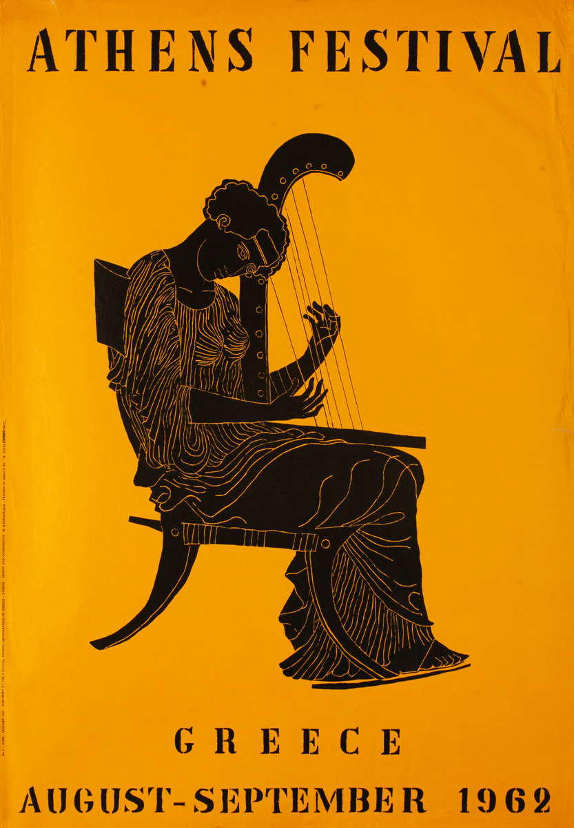 Athens Festival  Greece  August - September 1962 Travel Poster