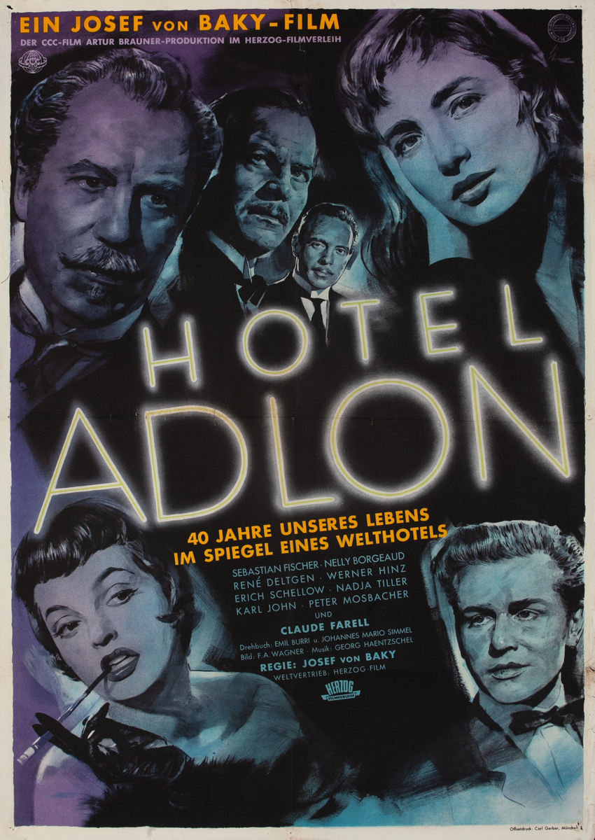 Hotel Adlon German 1 Sheet Movie Poster 