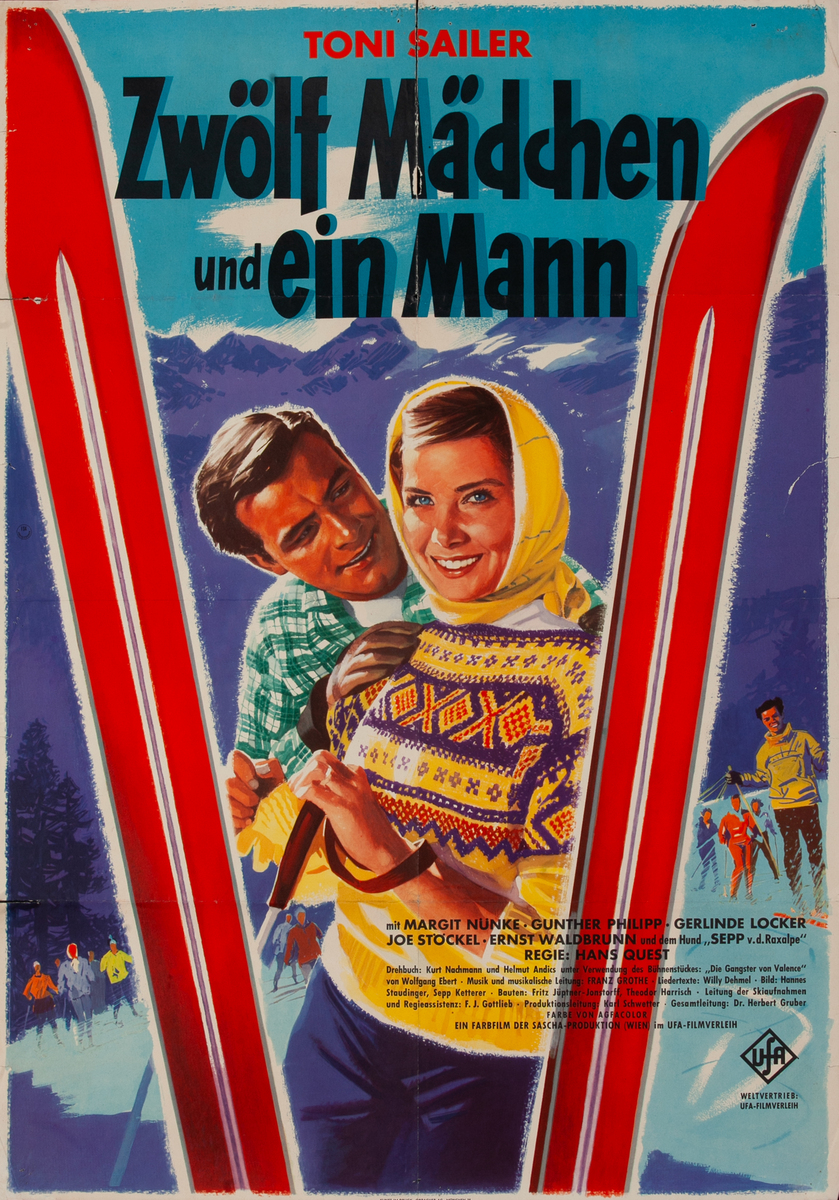 Wolf Madchen und ein Mann (Twelve Girls and One Man) German 1 Sheet Movie Poster 
