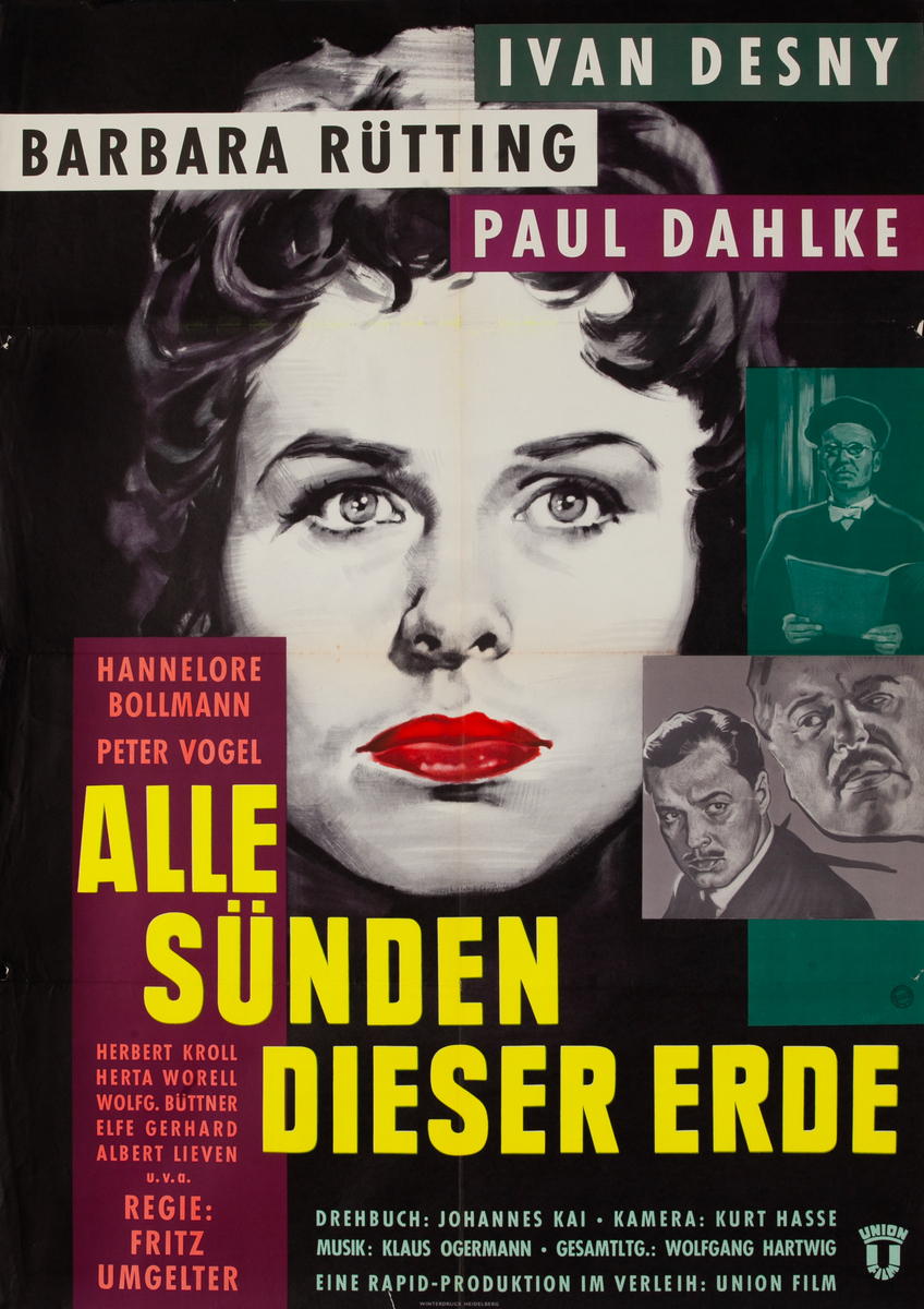 Alle Sünden dieser Erde German 1 Sheet Movie Poster All the sins of this earth