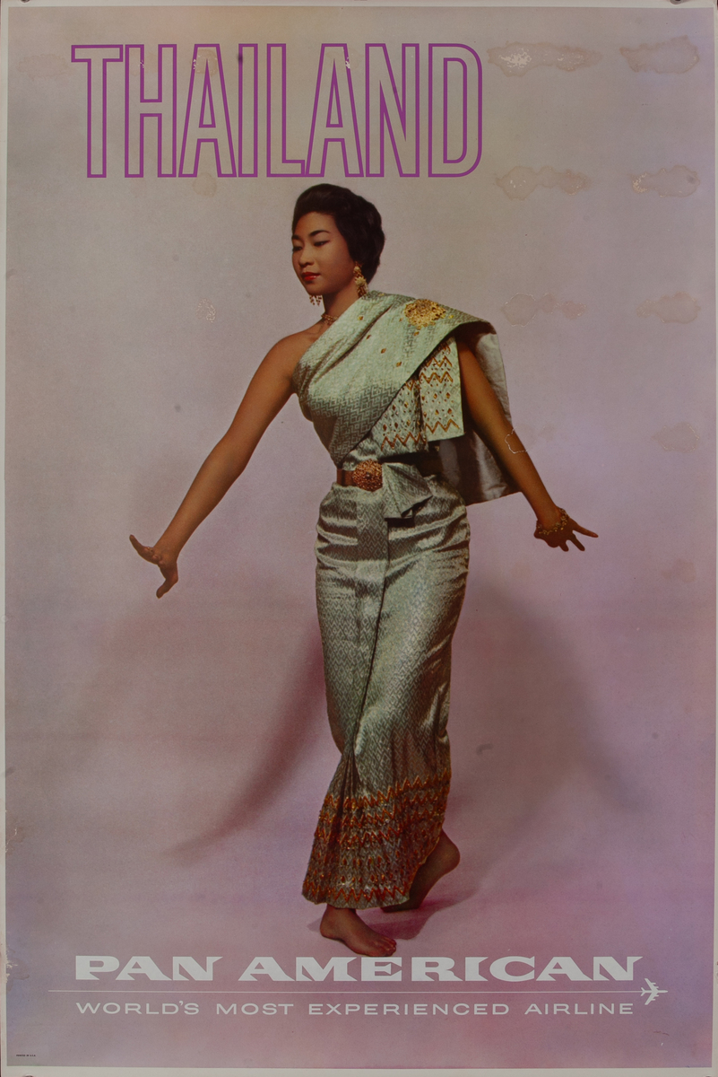 Pan American The Worlds Most Experienced Airline Travel Poster Thailand Woman