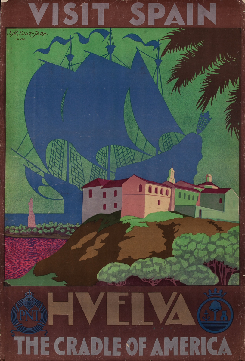 Visit Spain Huelva The Cradle of America Original Spanish Travel Poster