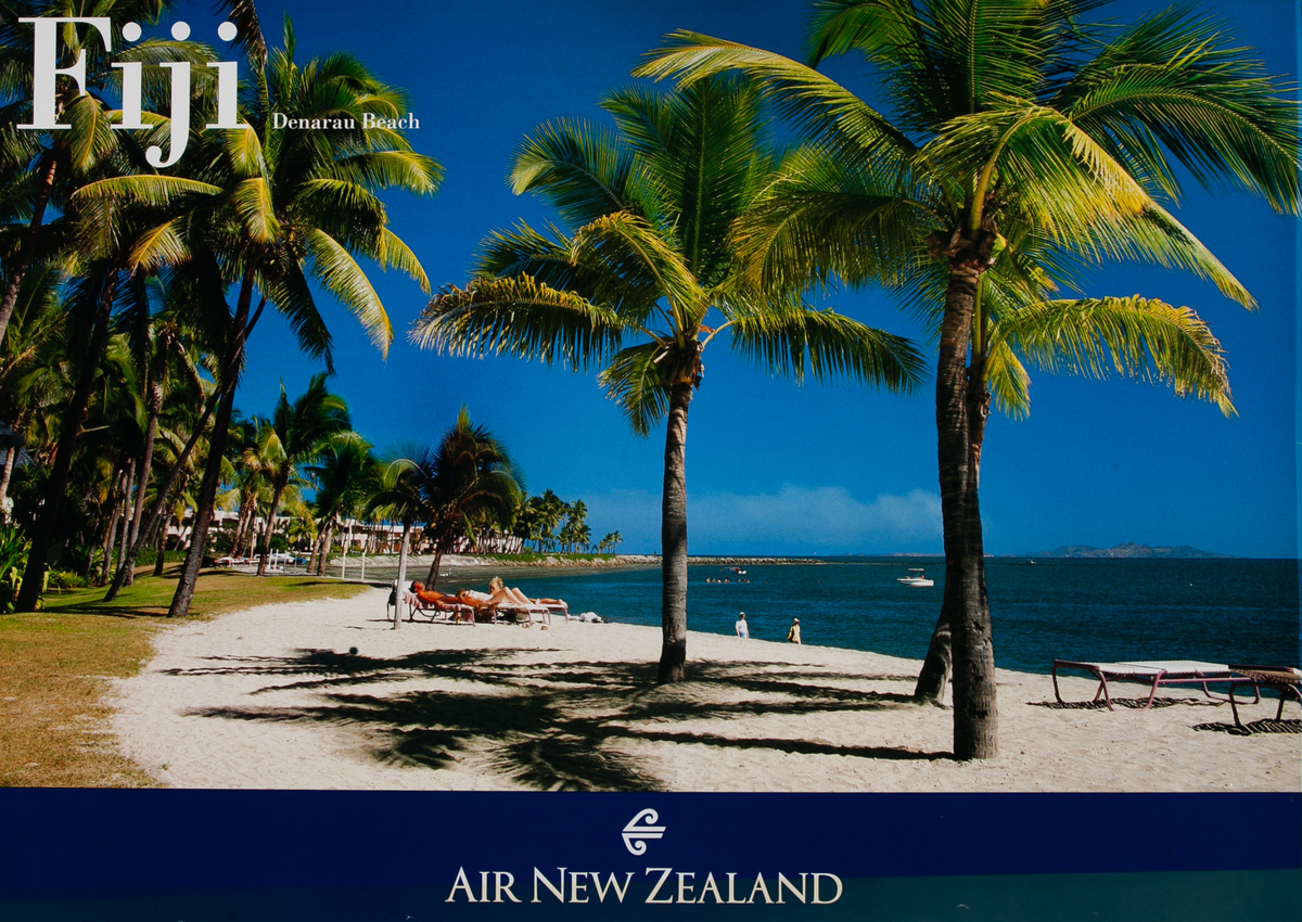 Fiji Denarau Beach Air New Zealand Travel Poster