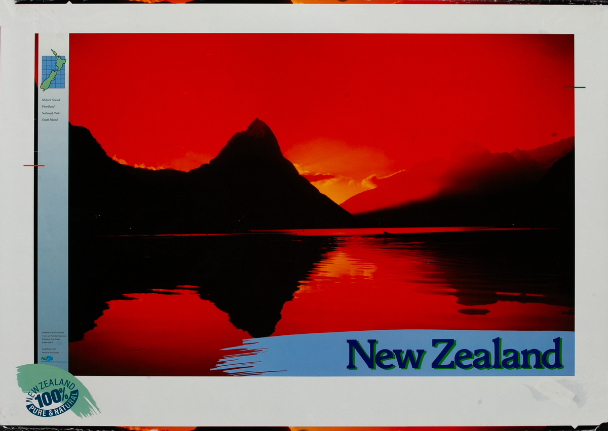 New Zealand 100% Pure & Natural The Sun Sets Over Milford Sound in Fiordland National Park South Island