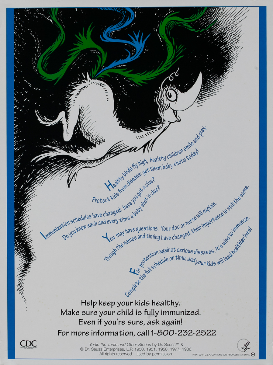 Healthy Birds Fly High - CDC Dr. Seuss Immunization Poster
