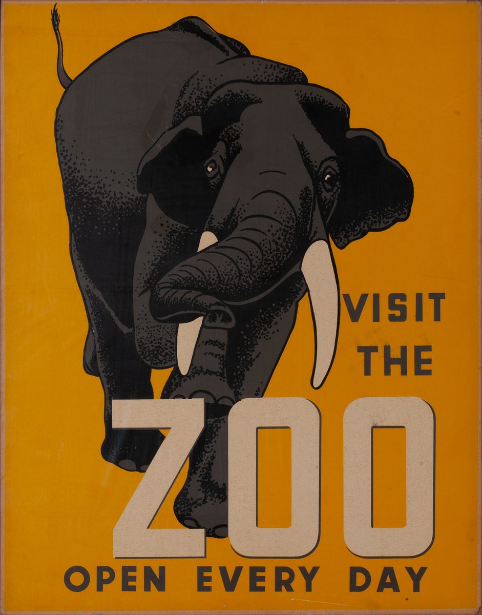 Visit the Zoo - Open Every Day Philadelphia Advertising Poster Elephant