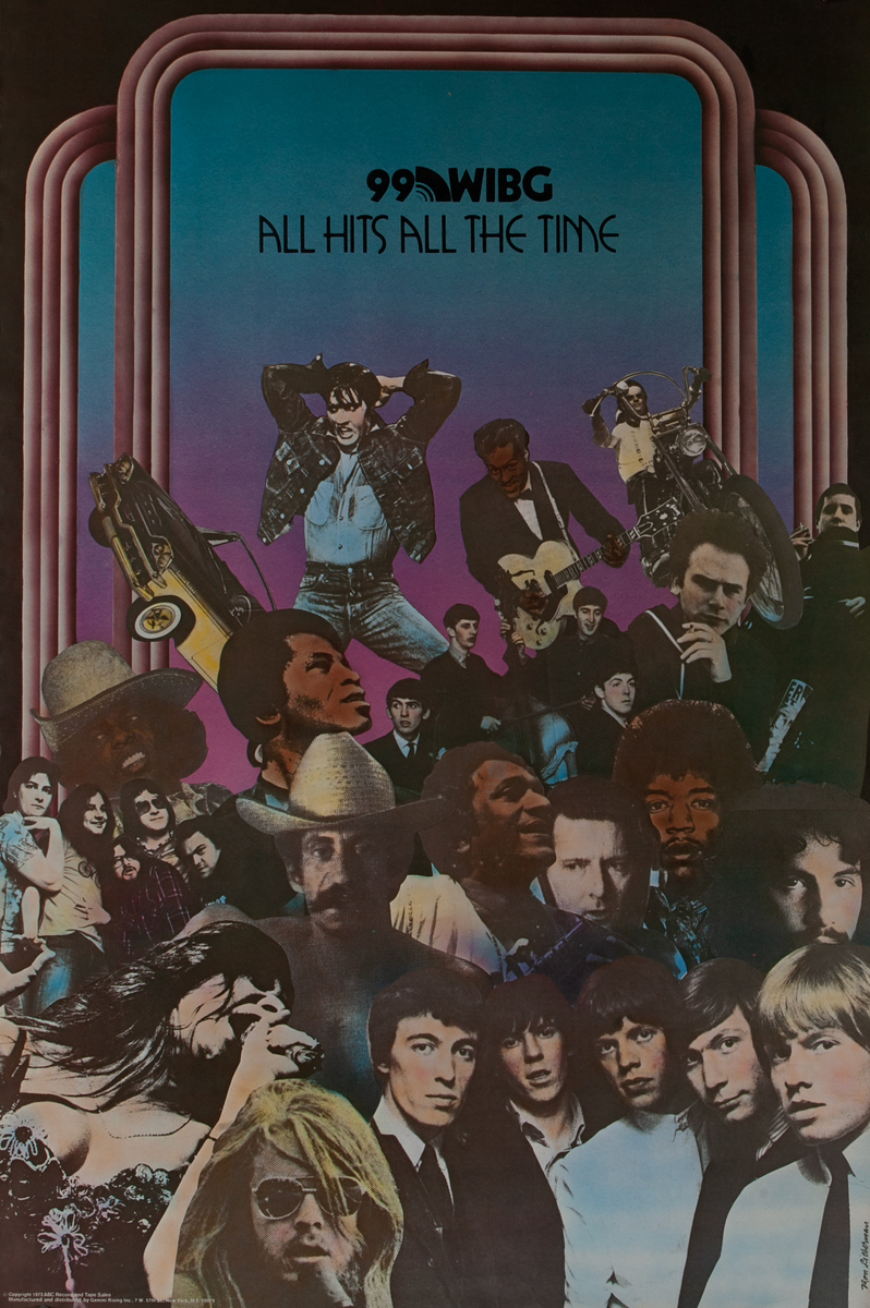 99 WIBG All Hits All the Time Radio Station Promotion Poster