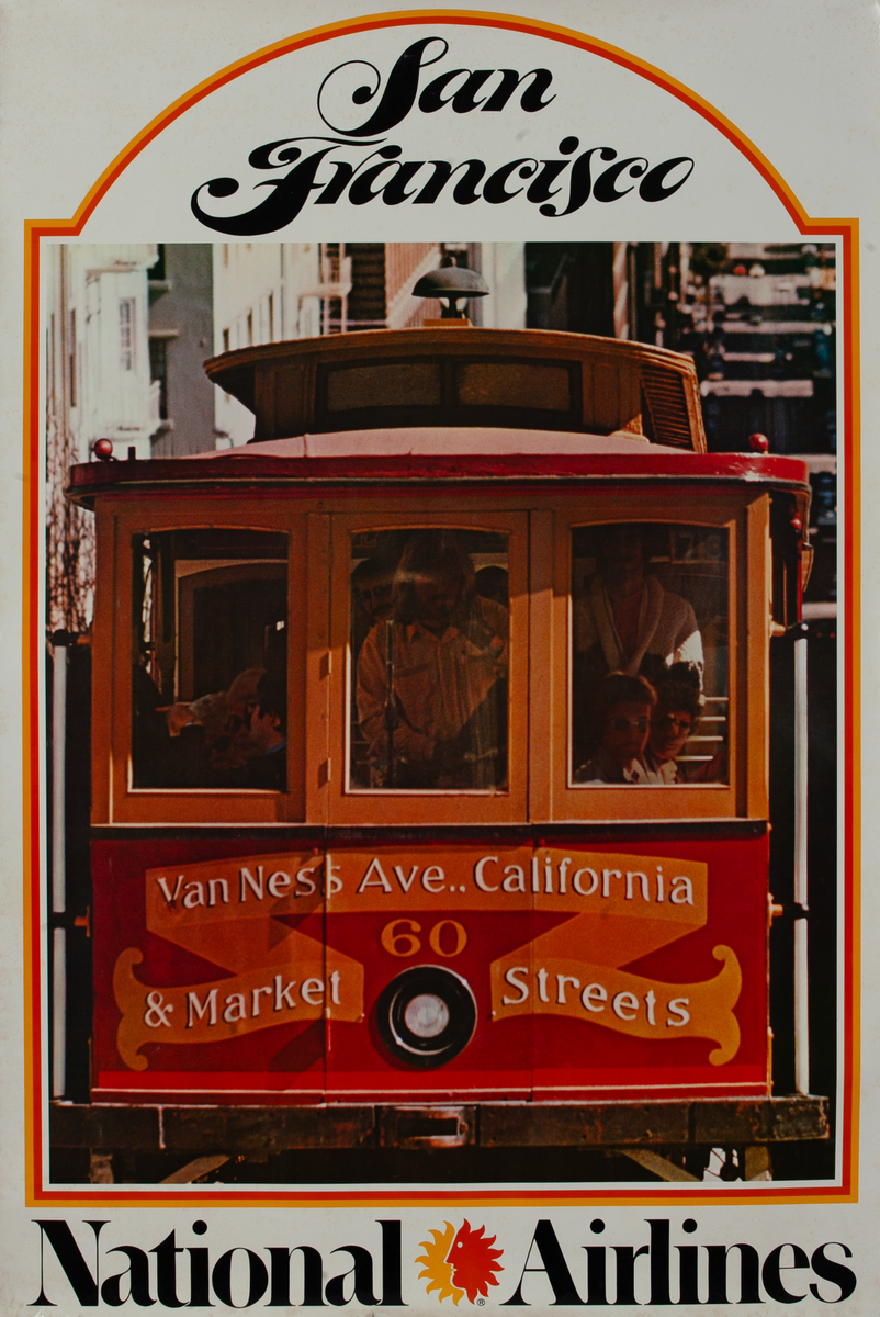 National Air Lines San Francisco Travel Poster Cable Car Photo