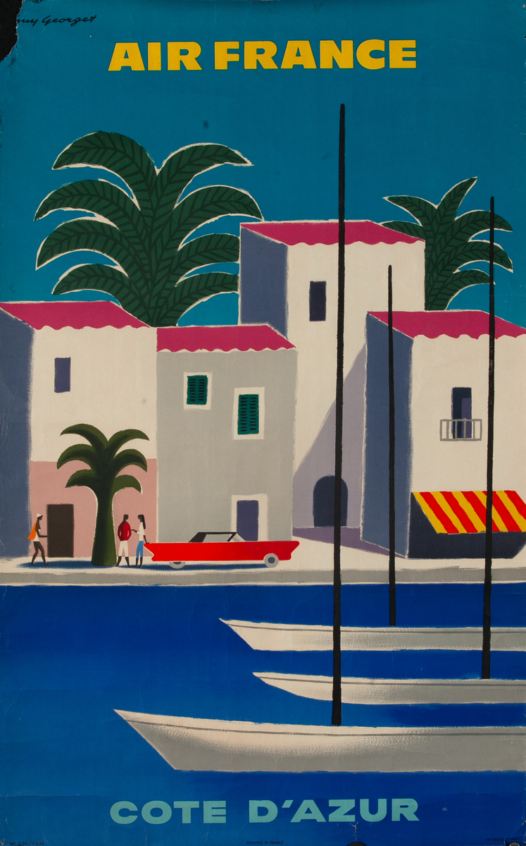 Air France Cote d’Azur (French Riviera) Travel Poster