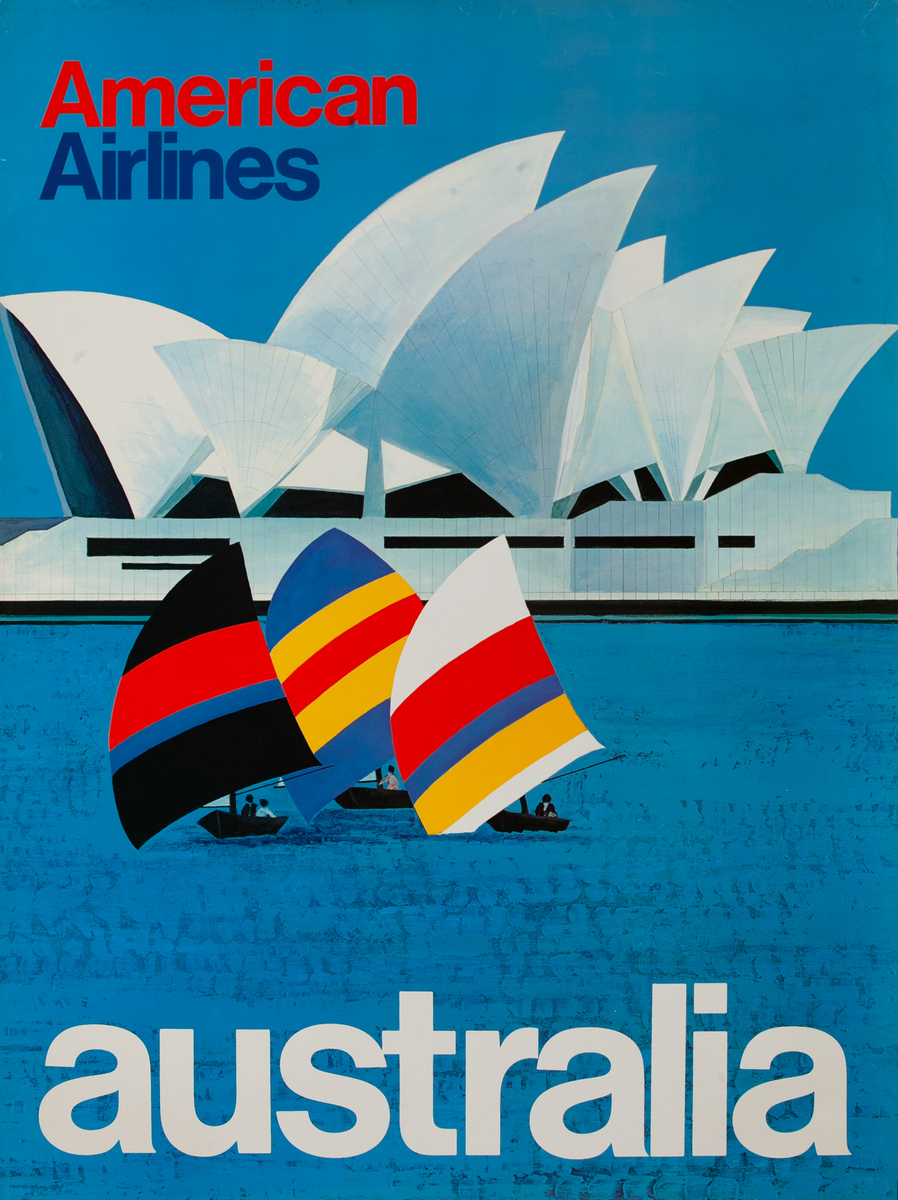 American Airlines Australia Sydney Opera Houston Travel Poster
