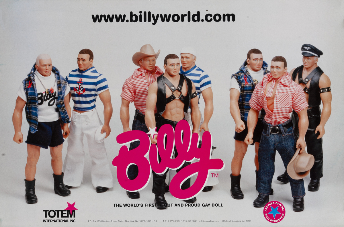 Totem International, billyworld.com The Worlds First Out and Proud Gay Doll Advertising Poster