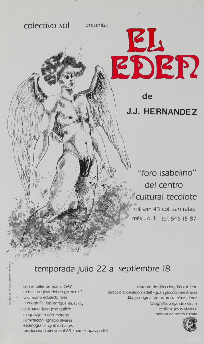 Colectivo Sol Presents El Eden, Gay Theater Workshop Poster