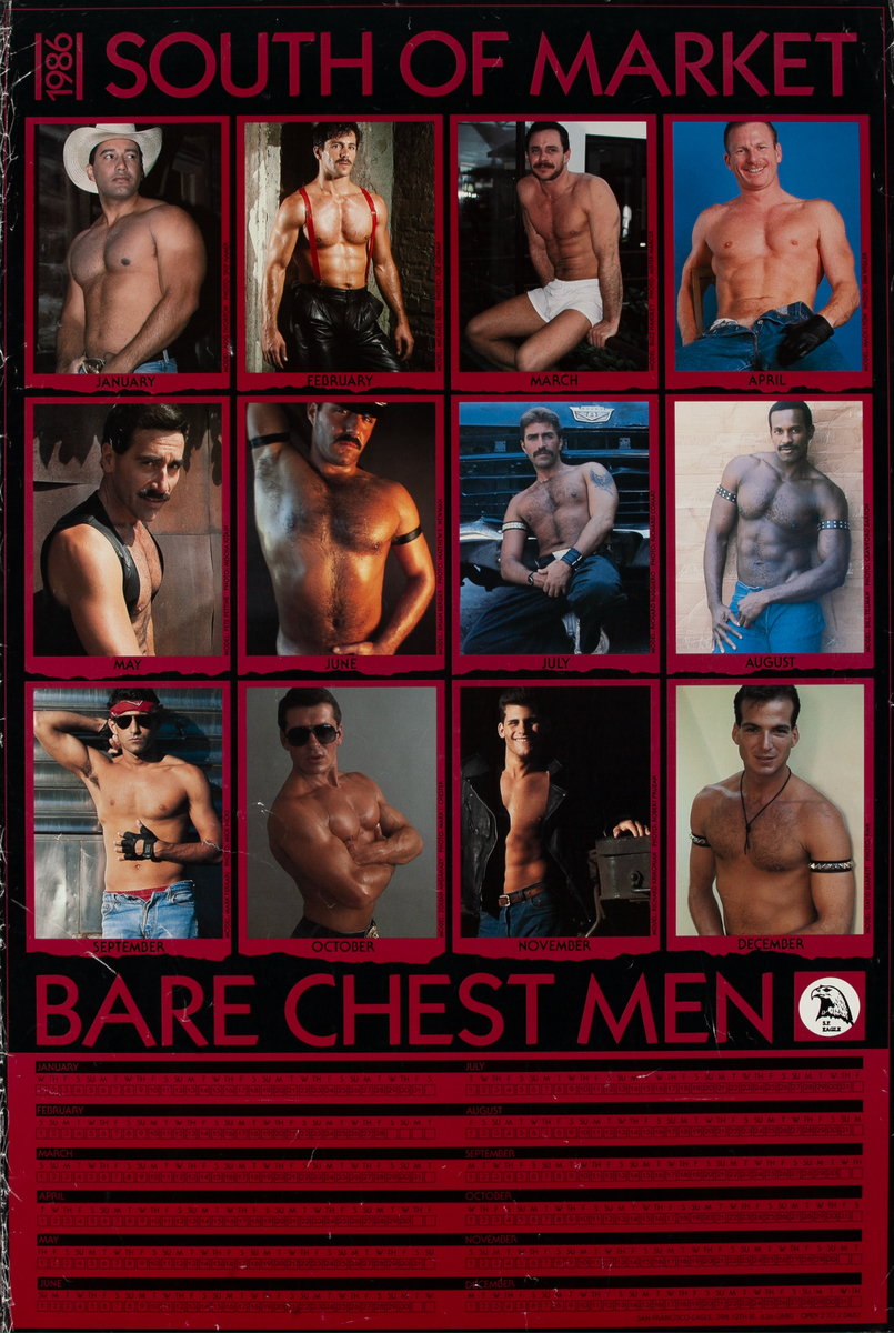 South Of Market Bare Chest Men Homoerotic Poster