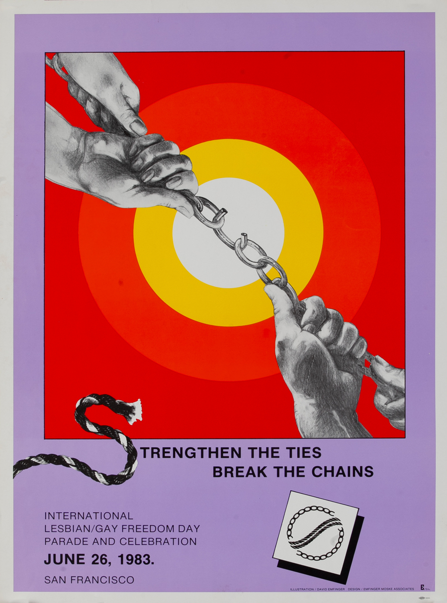 Strengthen the Ties - Break the Chains, International Lesbian / Gay Freedom Day Parade and Celebration  Gay Rights Poster
