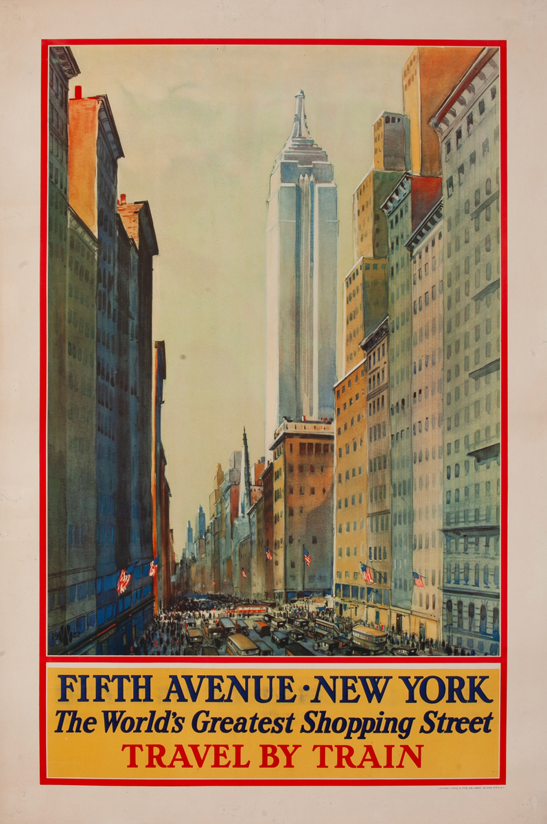 Fifth Avenue New York Travel By Train Poster