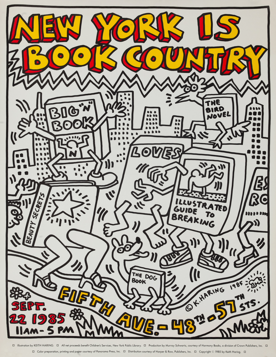 New York is Book Country 1985 Keith Haring Poster 