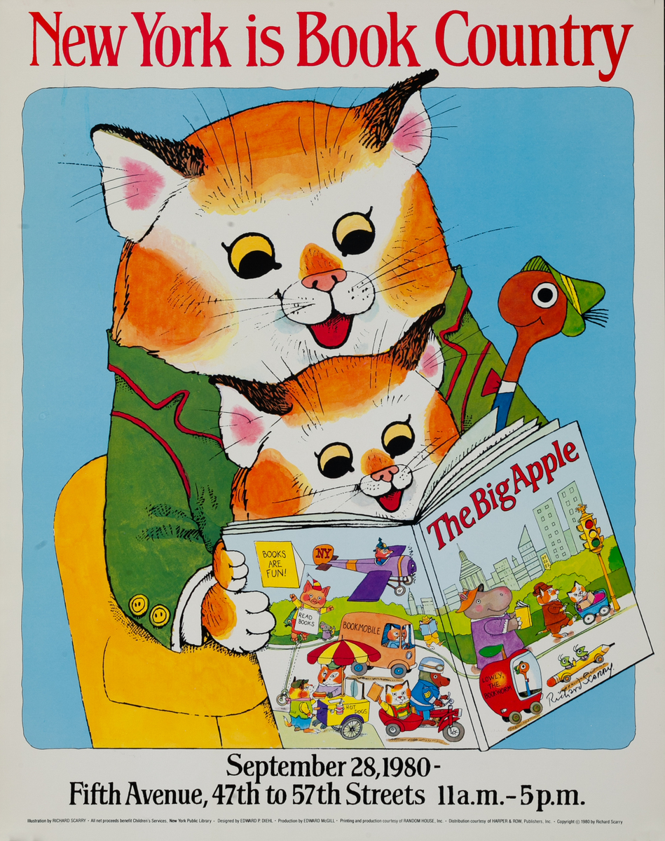 New York is Book Country 1980 Richard Scarry Poster 