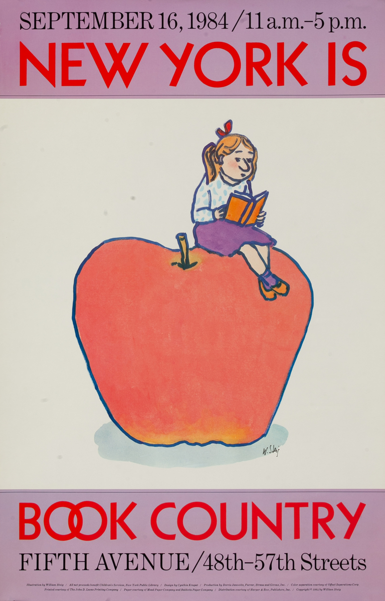 New York is Book Country 1984 William Steig Poster 