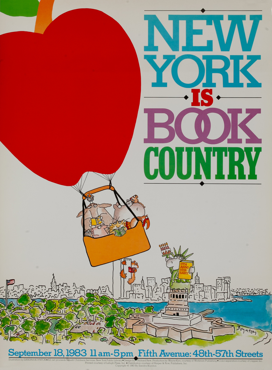 New York is Book Country 1983 Sandra Boynton Poster