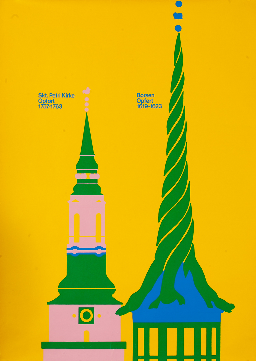 St. Peter's Church) - The Old Stock Exchange Towers of Copenhagen Danish Travel Poster