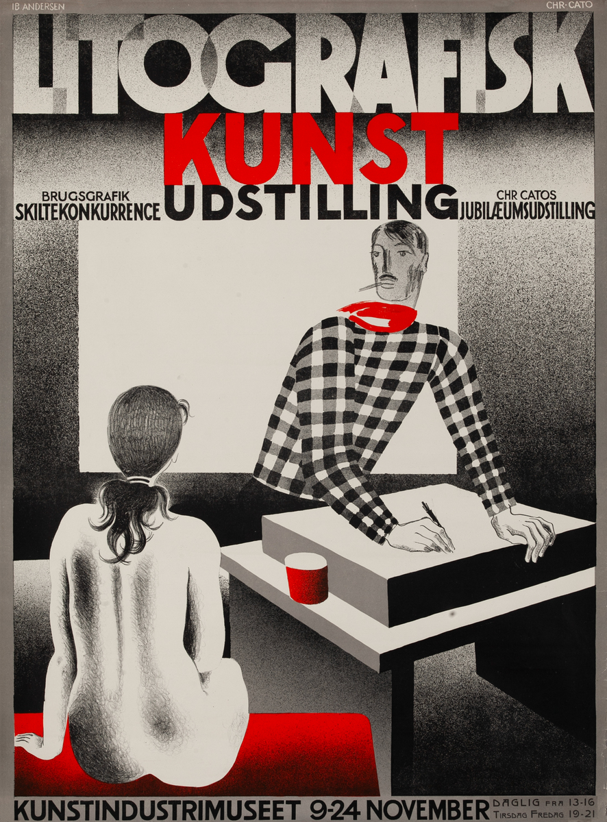Litografisk Kunst Udstilling (Lithographic Art Exhibition).Danish Poster