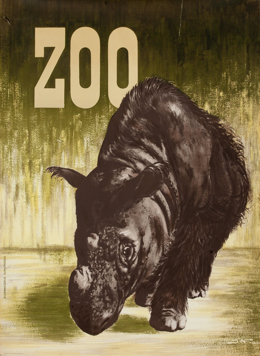Copenhagen Zoo Travel Poster Hippo