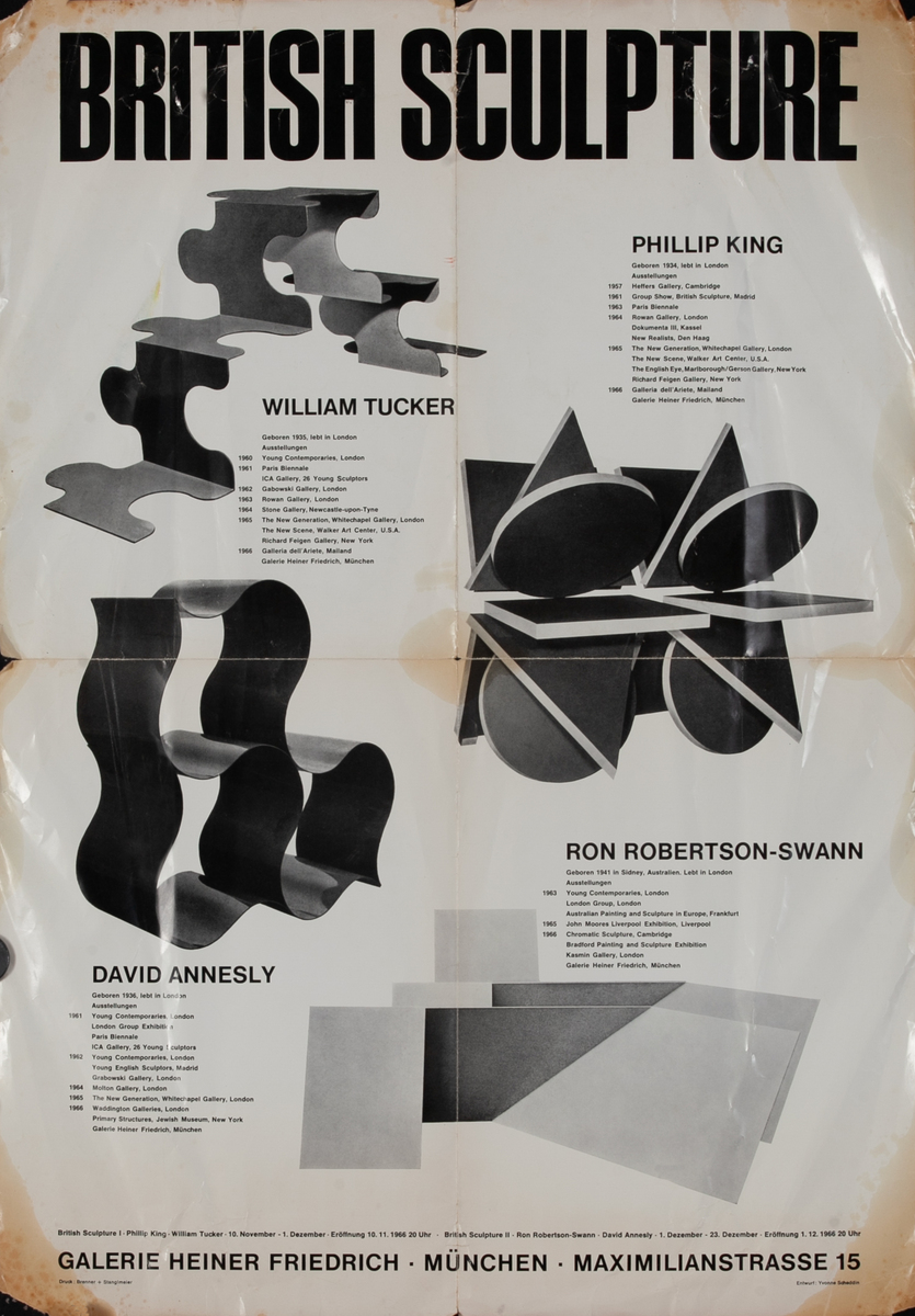 British Sculpture Galerie Heiner Friedrich German Exhibit Poster